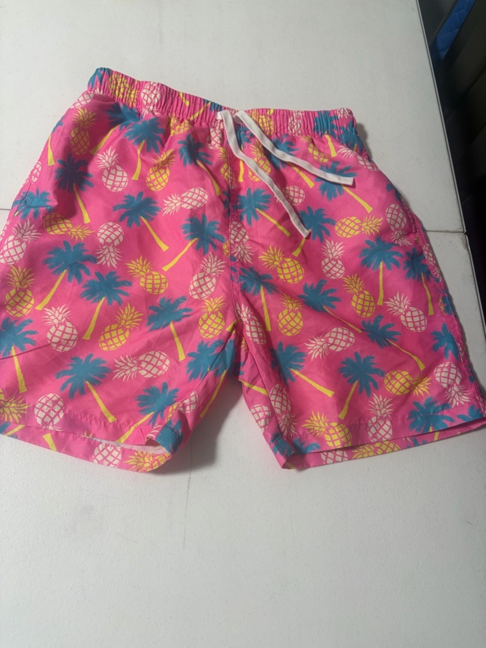 Bright Pink Tropical Pineapple Swim Shorts
